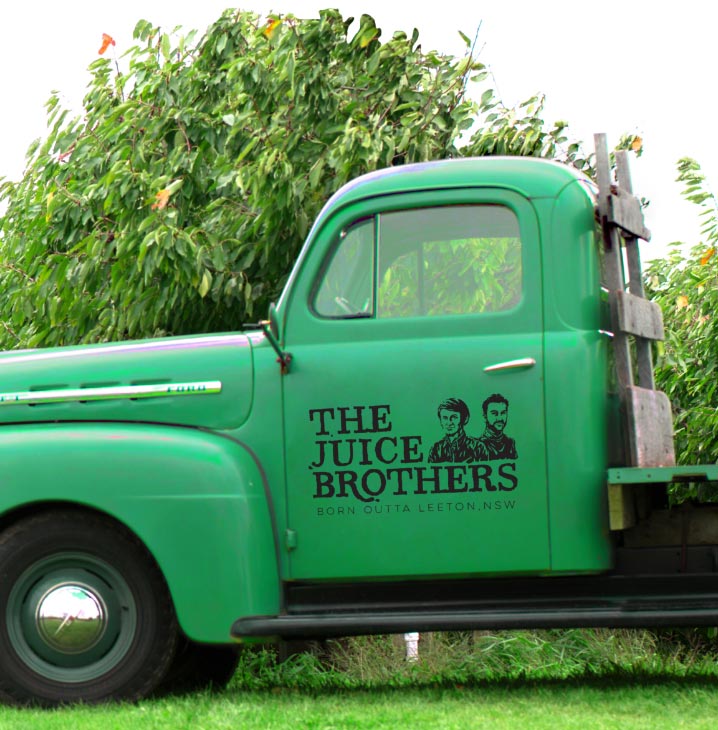 the juice brothers logo on a truck