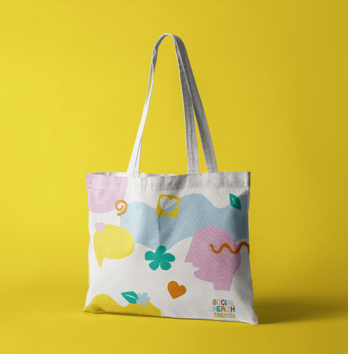 tote bag on yellow background