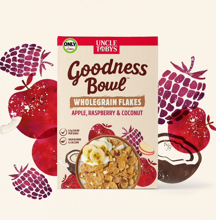 Goodness bowl apple raspberry and coconut pack