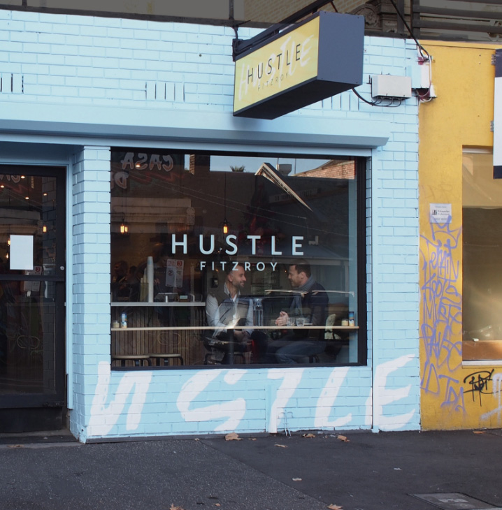 hustle cafe exterior