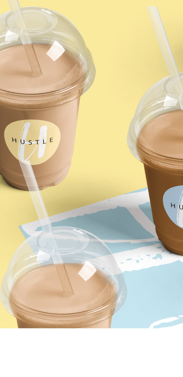 hustle cups of iced coffee