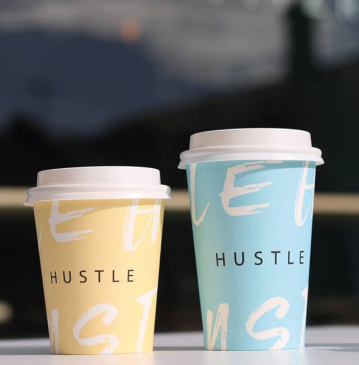 hustle coffee cups